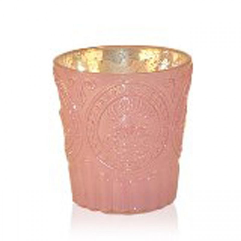 Telysglass, rosa, fra Interiørhuset.