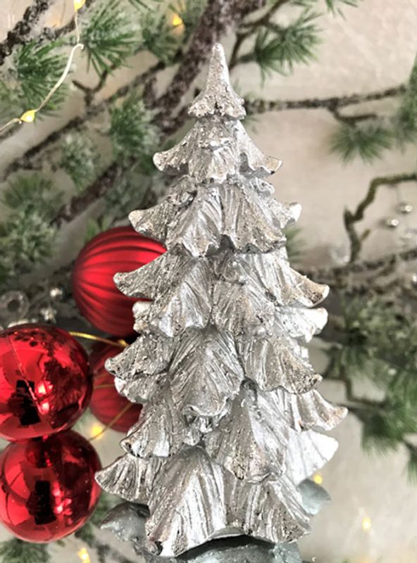 Juletre, sølvfarget keramikk, lite.