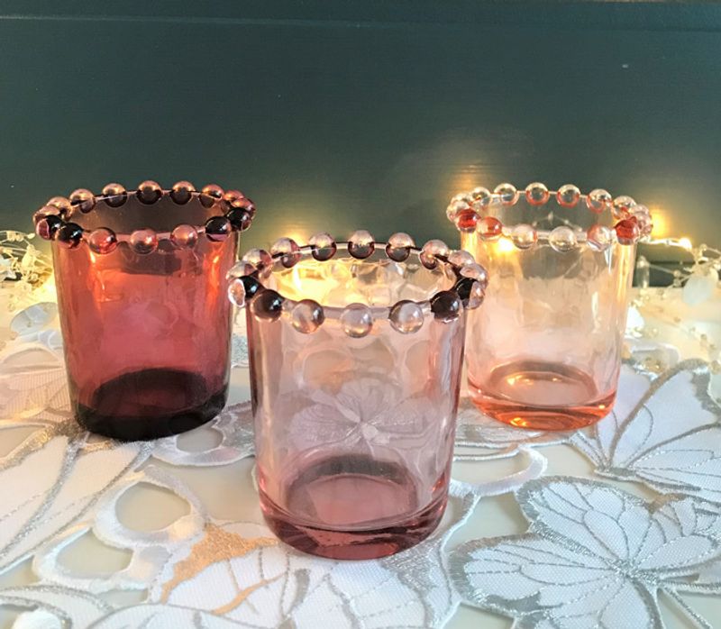 Telysglass Maryna, rosafarget sett.