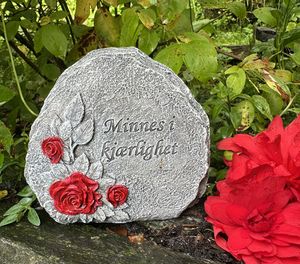 Hovedbilde Gravpynt, Stein med tekst og ...